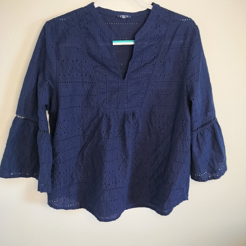 Womens Eyelet Embroidery Boho Chic Classic Nautical/Prep Whimsigoth Sz XL